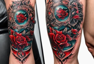 Dillon Forte Knee tattoo with tints of red tattoo idea