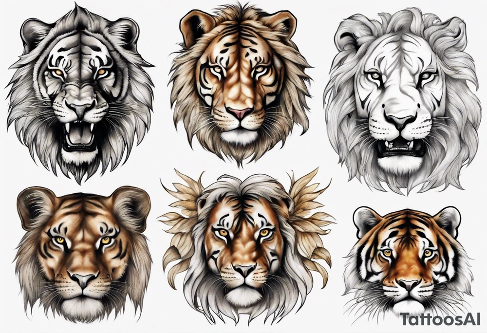 half lion half tiger tattoo idea