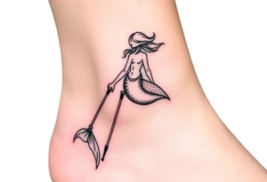 Mermaid with crutches tail tattoo idea