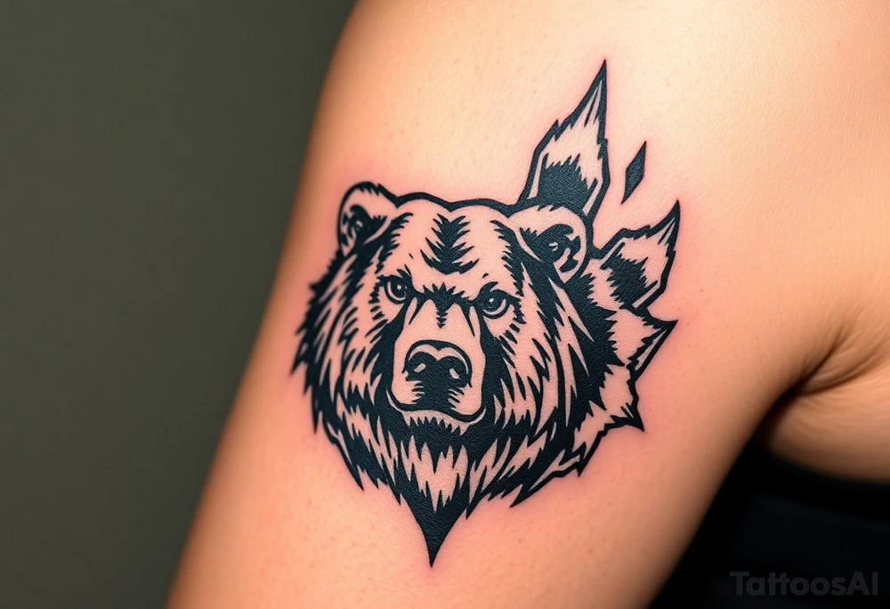 Bears paw with bear face in the middle tattoo idea