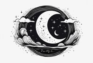 a moon with words that say dancing in the moonlight tattoo idea