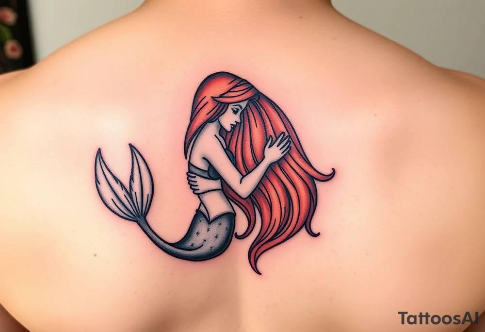 Ariel and Bell hugging tattoo idea