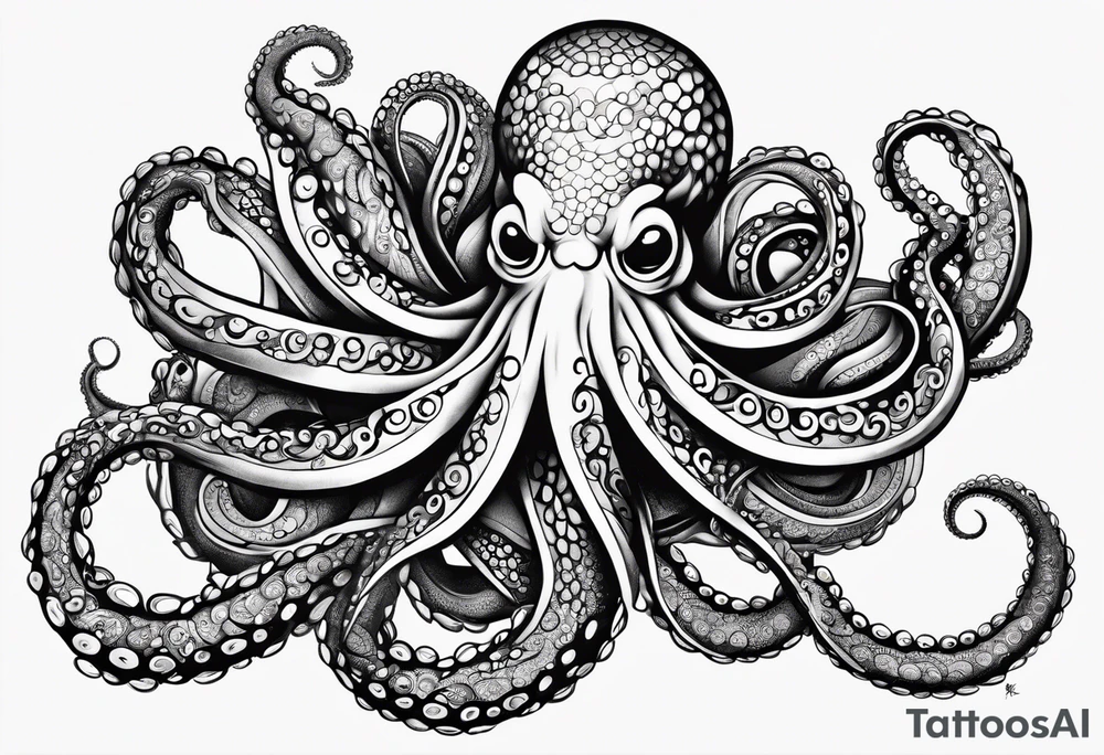 Octopus tentacle long outstretched tattoo idea