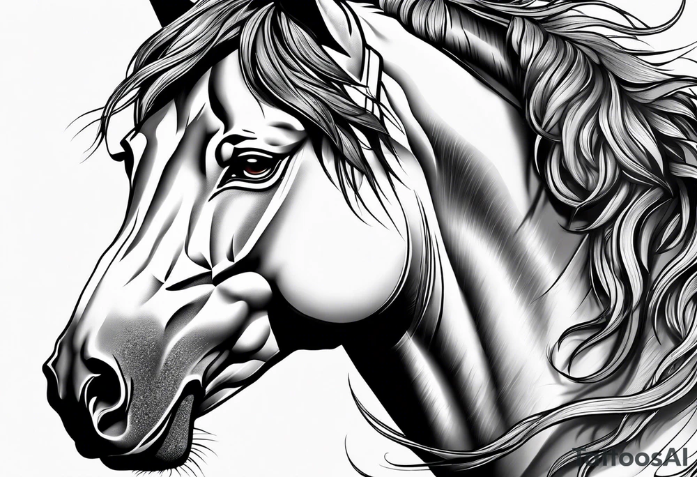 Wolf and horse head tattoo idea