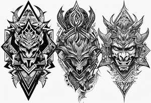 Hexagon tribal sleeve warriors of darkness tattoo idea