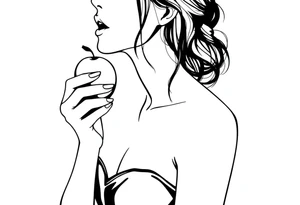 Beautiful woman eating an apple tattoo idea