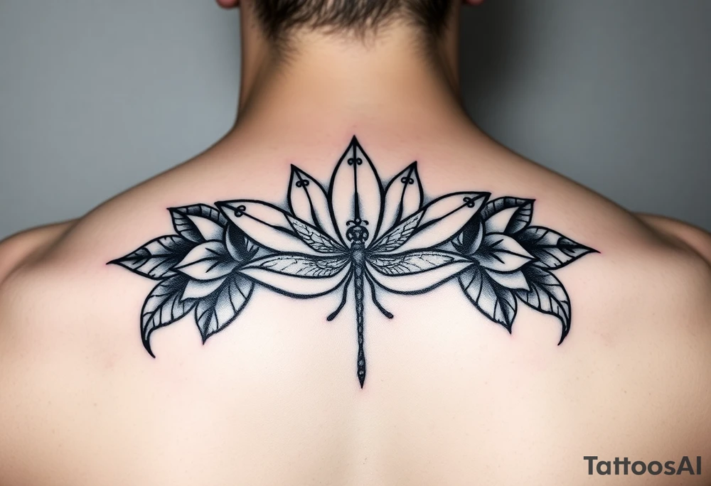Lotus flower and dragonfly tattoo idea