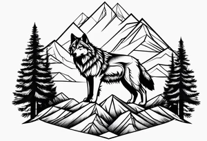 Mountains, wolf in it tattoo idea