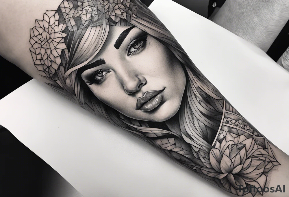 fragmented pain elbow on arm tattoo idea