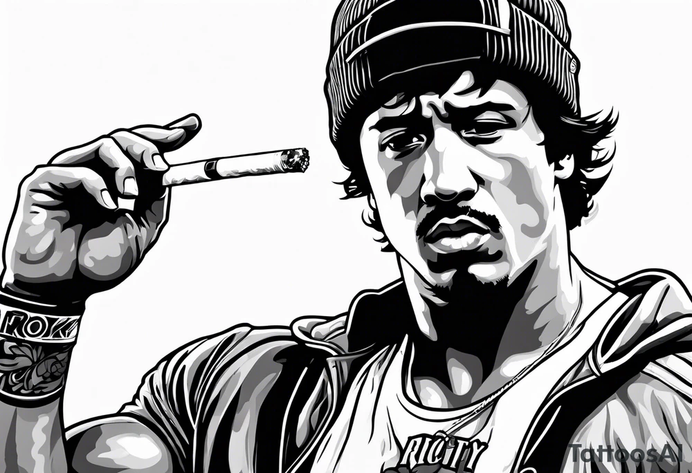 rocky balboa smoking cigarette tattoo idea