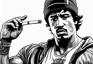 rocky balboa smoking cigarette tattoo idea
