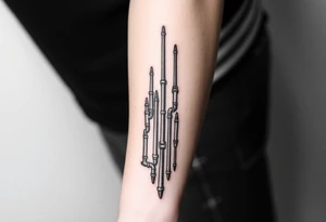 vertical System of thin pipes that transitions gradually from the end into thick, widespread 
veins of forearm tattoo idea