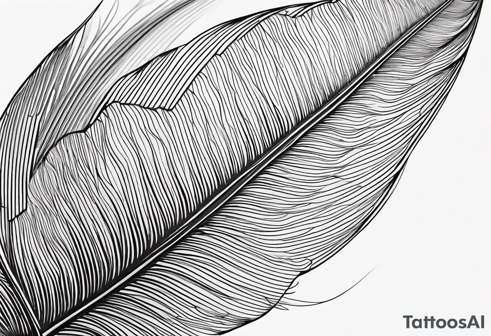 Feather small fineline hidden J tattoo idea