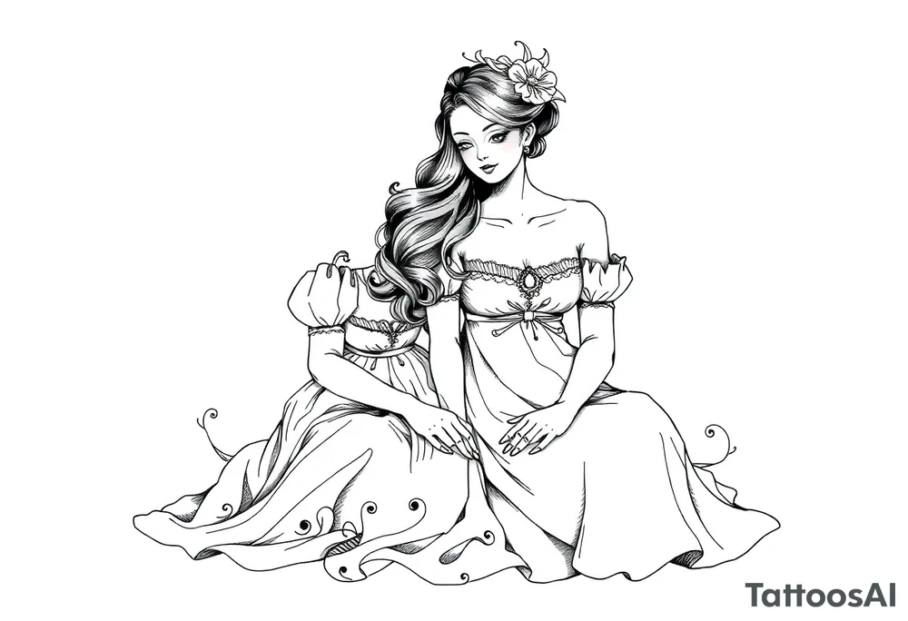 Two sisters
 with dress sitting next tattoo idea