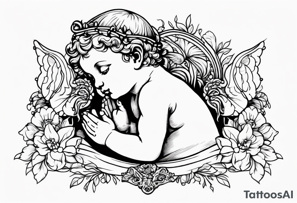 one putti praying tattoo idea