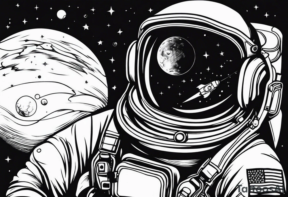 Astronaut floating in space without a helmet tattoo idea