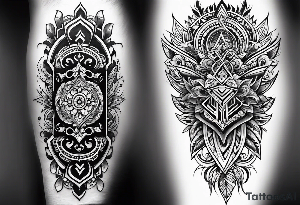 men's armband tattoo with a lot of black color and slavic ornaments tattoo idea