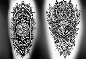 men's armband tattoo with a lot of black color and slavic ornaments tattoo idea