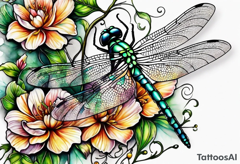 dragonfly vine wrap tattoo idea