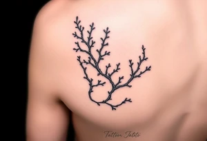 Photorealistic tattoo design of Asparagopsis taxiformis red algae, detailed texture, natural branching pattern, underwater appearance, suitable for calf placement, flowing upward” tattoo idea