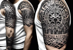 north star with a Maze of castle tattoo idea