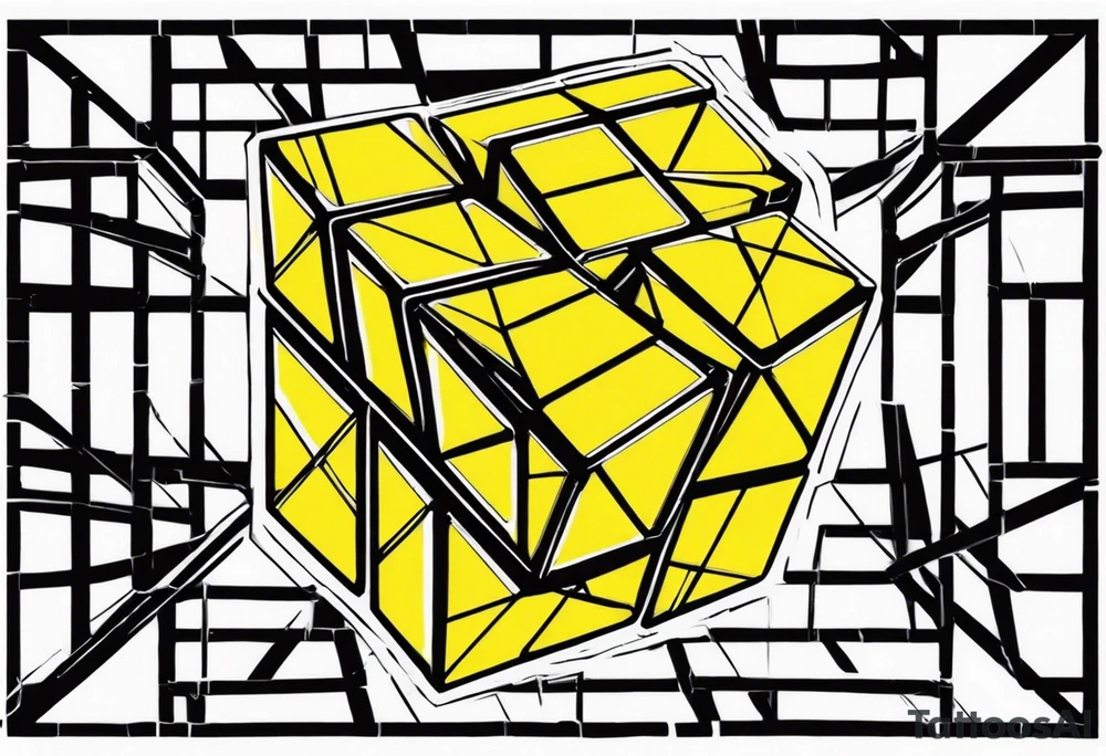 Rubiks with yellow in the shape of C tattoo idea