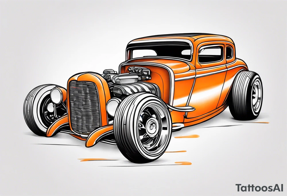 Orange hot rod tattoo idea