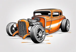 Orange hot rod tattoo idea