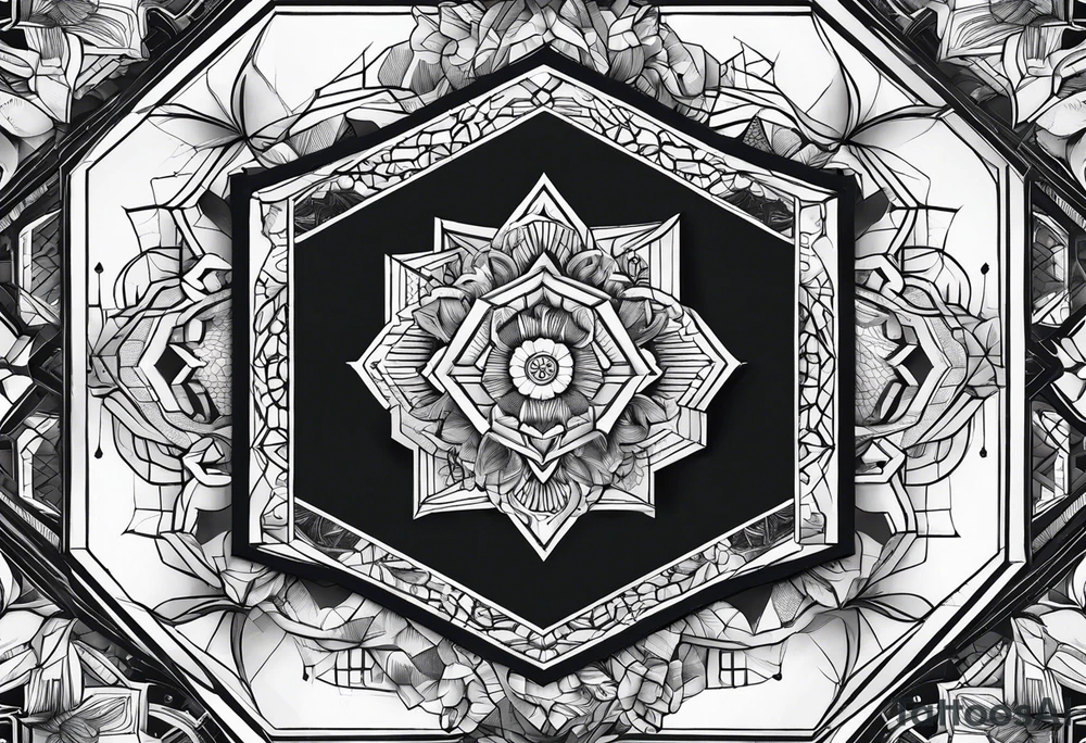hexagon pattern black tattoo idea