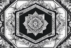 hexagon pattern black tattoo idea
