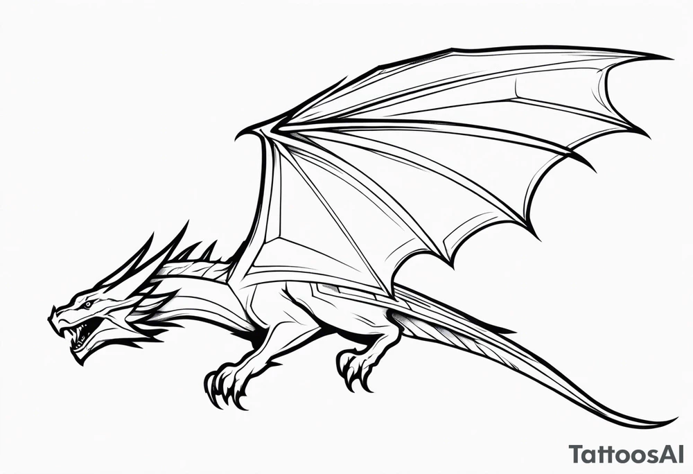 Wyvern flying simple tattoo idea
