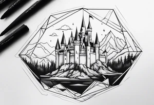 a castle floating in the crystal tattoo idea