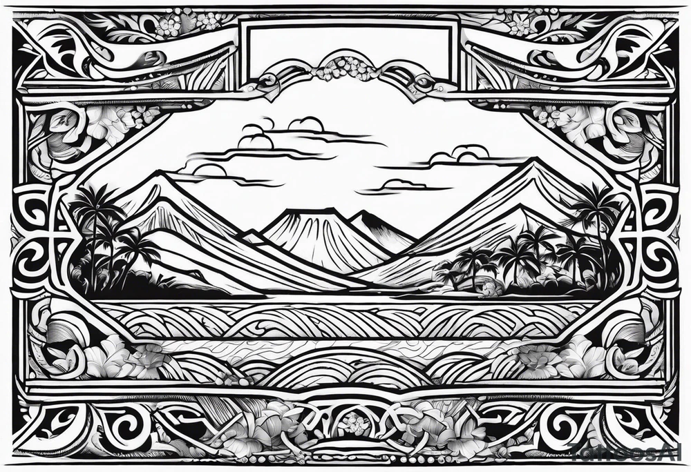 4" wide arm band in traditional hawaiian style with outline of hawaii island tattoo idea