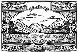 4" wide arm band in traditional hawaiian style with outline of hawaii island tattoo idea