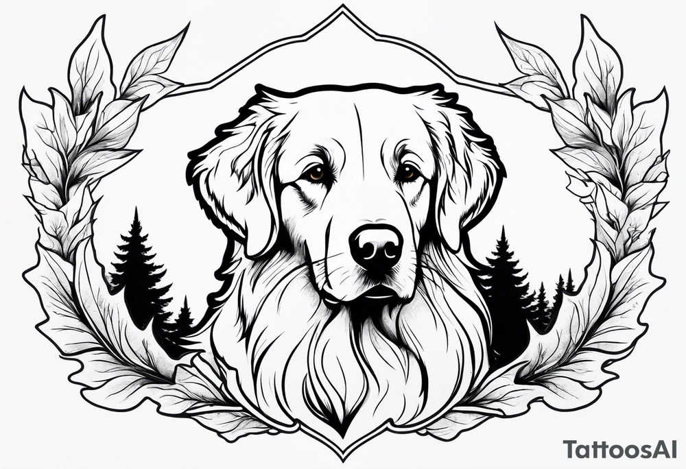 maple leaf, golden retriever tattoo idea