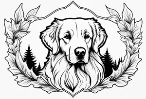 maple leaf, golden retriever tattoo idea