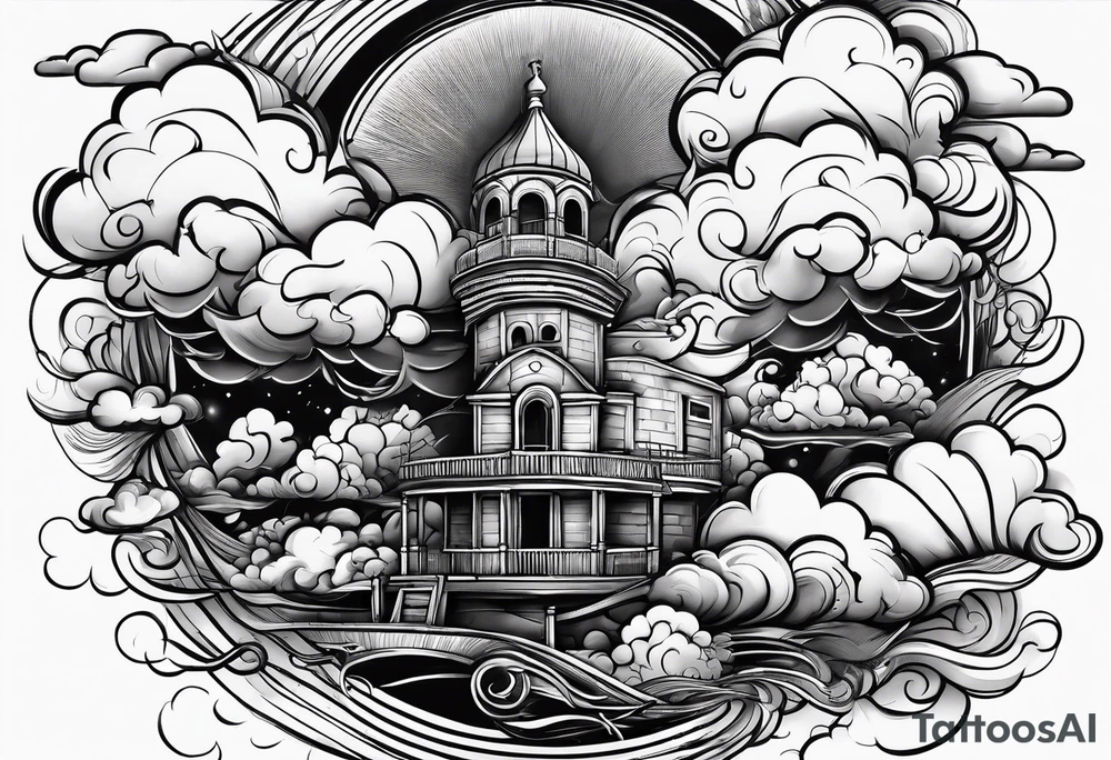 Dark clouds storm clouds destruction tattoo idea