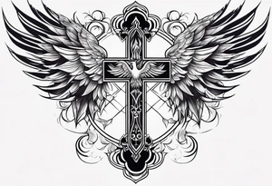 cross With phoenix tattoo idea
