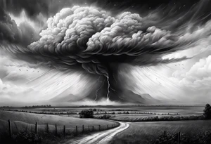 Clouds darkness hard core tornado downpour tattoo idea