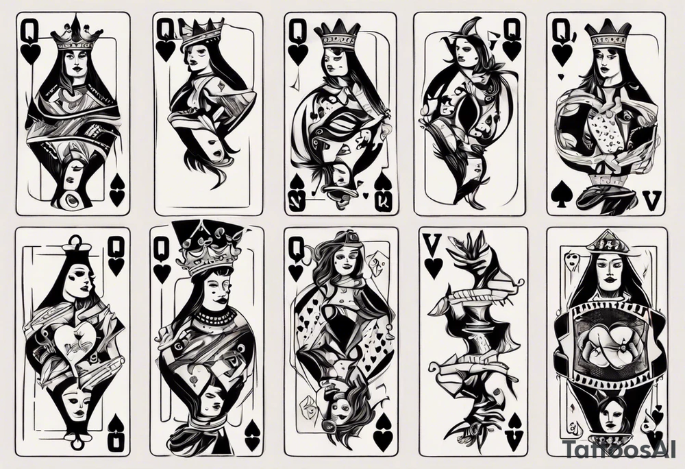 queen of hearts card tattoo idea