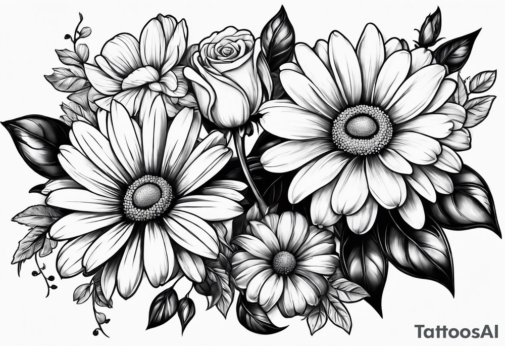 Daisies, roses tattoo idea