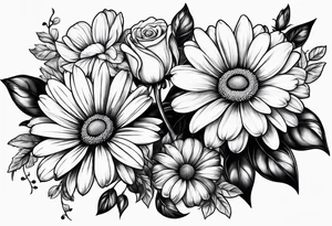Daisies, roses tattoo idea