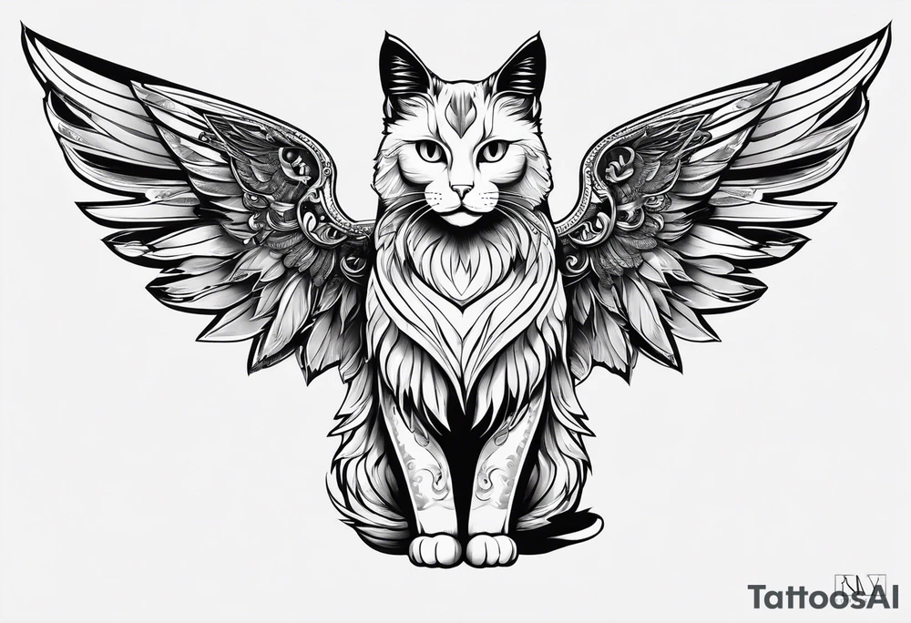 a cat with wings wearing google tattoo idea