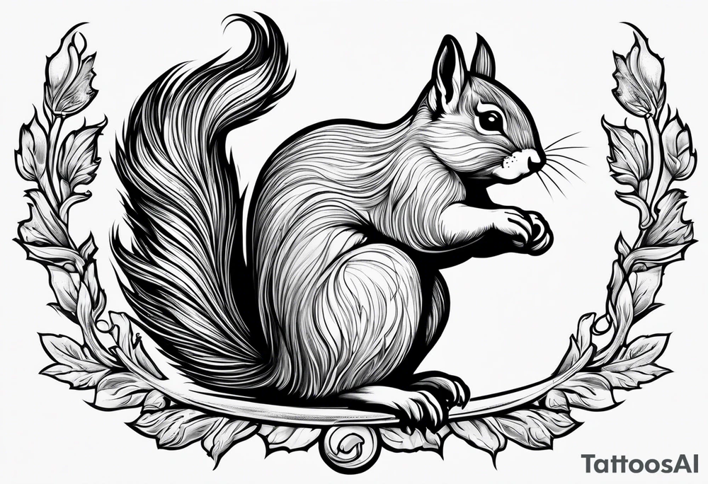 Angel squirrel acorn tattoo idea