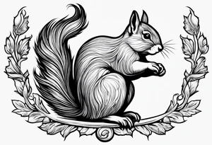 Angel squirrel acorn tattoo idea