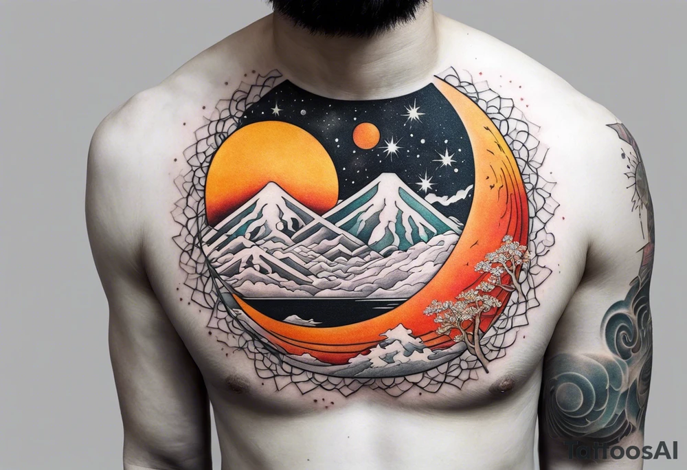 Man,solar, planet space tattoo idea