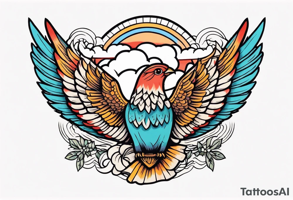 heaven vintage tattoo style old school traditional bold color tattoo idea