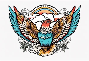 heaven vintage tattoo style old school traditional bold color tattoo idea