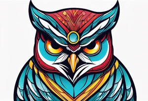 MUSCULAR MEAN OWL SUPERHERO MACOT
 STYLE tattoo idea