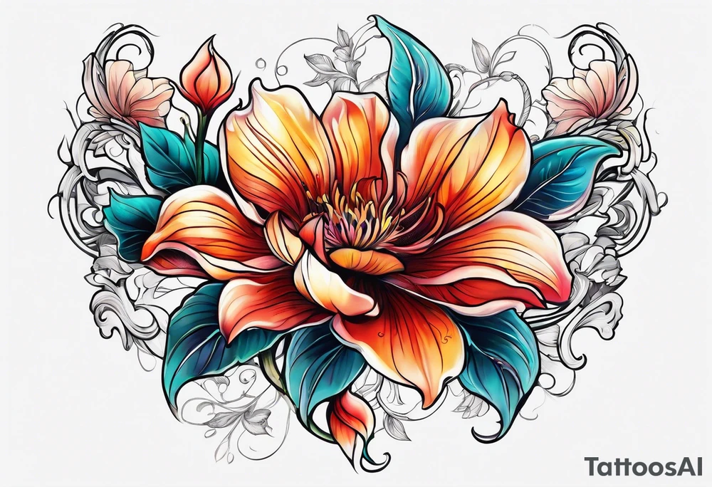 sea, flower tattoo idea